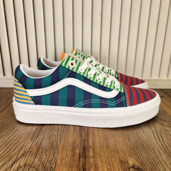 VANS Shoes - Vans Old Skool Womens Size 6 Multi-Colored Striped Canvas Skater Sneakers Shoes
